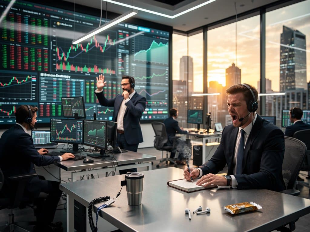 Trading floor screens show MicroStrategy surge, Bitcoin at $78,760, Fear & Greed Index at 32 amid Fed and election market activity