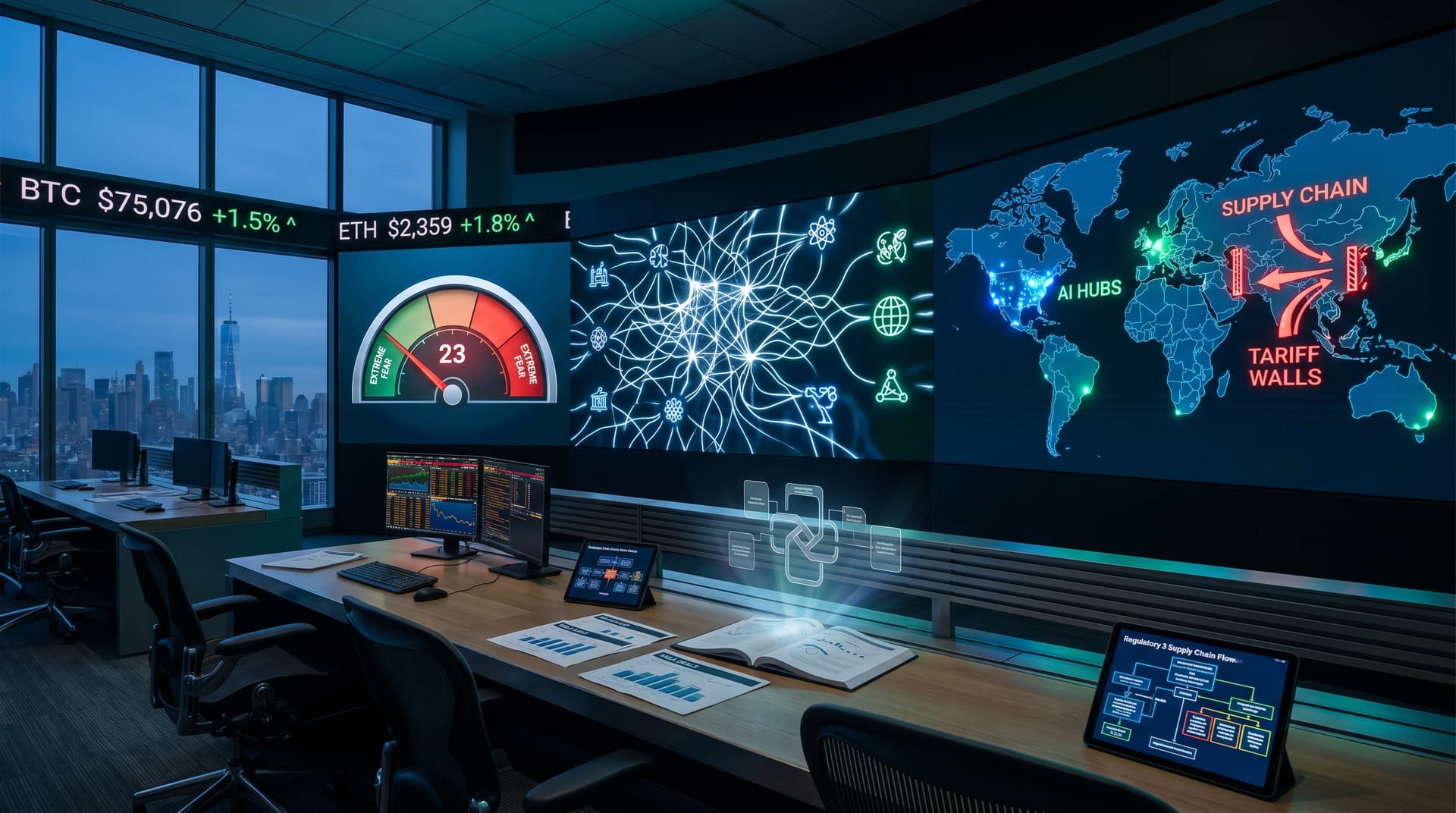 Big Tech AI M&A Trump Deregulation Surge: BTC $75K, Fear 23