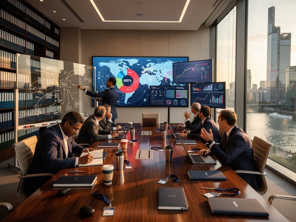 ECB boardroom in Frankfurt with economists analyzing euro stablecoins vs USDT charts, skyline view, and MiCA data visualizations